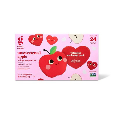 Valentine's Unsweetened Apple Fruit Puree Pouches - 4.76lb/24ct - Good & Gather™ | Target
