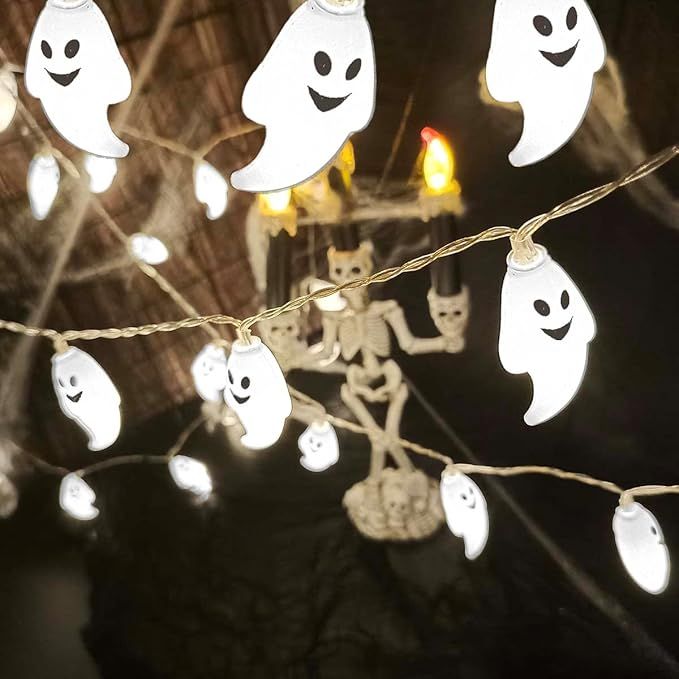 Halloween Decorations 30LED 9.8FT Ghost Lights Indoor Halloween Room Decor, Mini Halloween Lights... | Amazon (US)