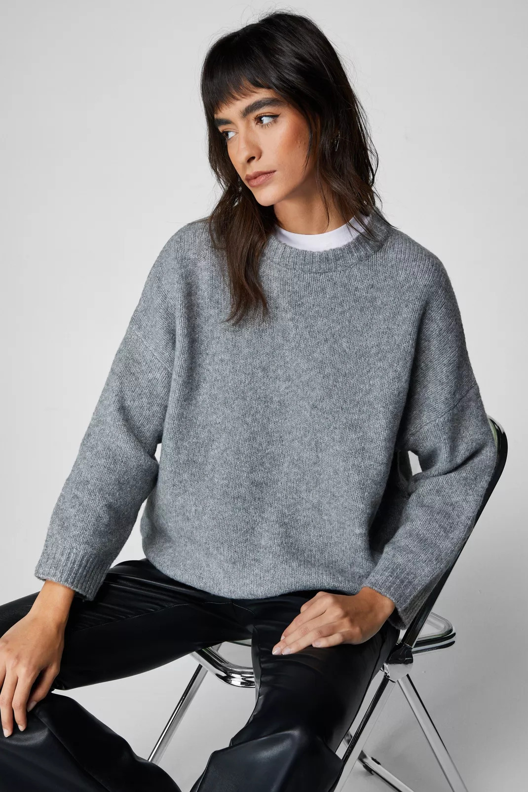 Basic Crew Neck Oversized Knit Jumper | Nasty Gal US
