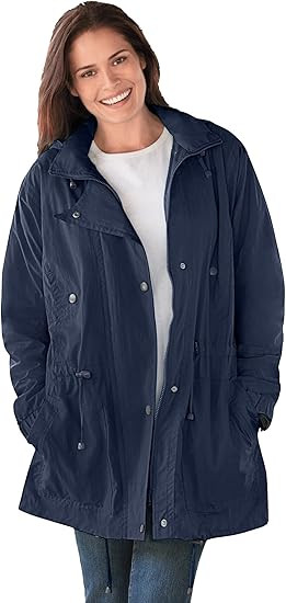Woman Within Women's Plus Size Fleece-Lined Taslon Anorak | Amazon (US)