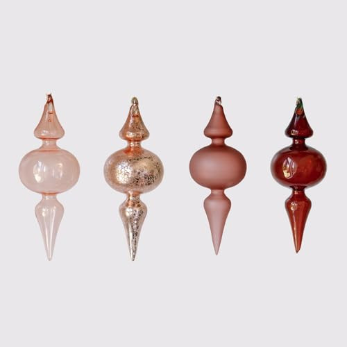 CG Hunter Holiday Collection, Assorted Vintage Rose & Bordeaux Glass Set-of-4 Christmas Tree Ornaments, Premium Christmas Decorations | Amazon (US)