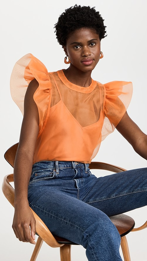 Corina Organza Ruffle Sleeve Blouse | Shopbop