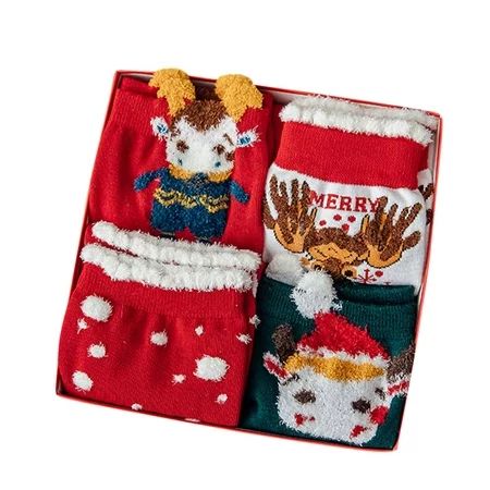 Christmas Socks 5 Pairs Lot Pack Set Women Socks Winter Retro Rabbit Wool Socks Thickened Warm Natio | Walmart (US)