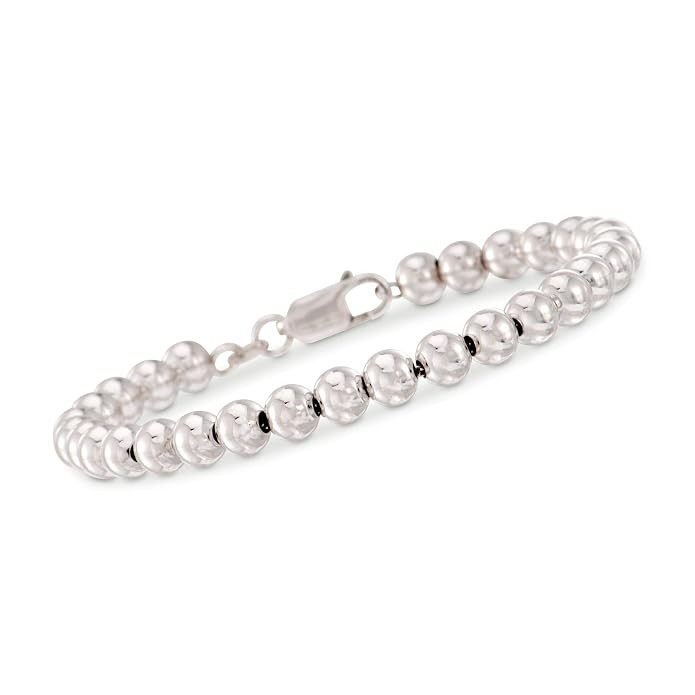 Ross-Simons Italian 6mm Sterling Silver Polished Bead Bracelet | Amazon (US)