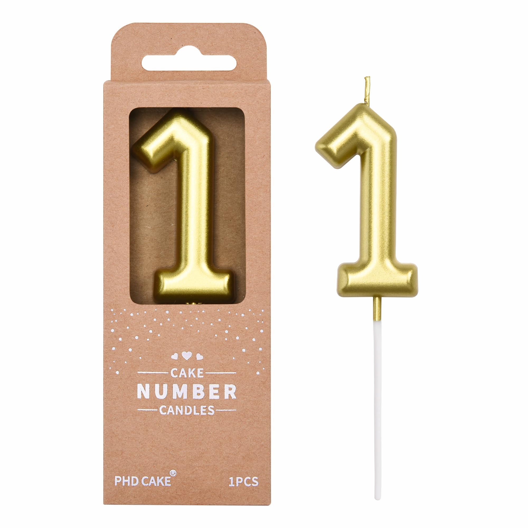 PHD CAKE 2.76 inch Classical Gold 1 Number Birthday Candles, Gold Number Candles, Cake Number Can... | Amazon (US)