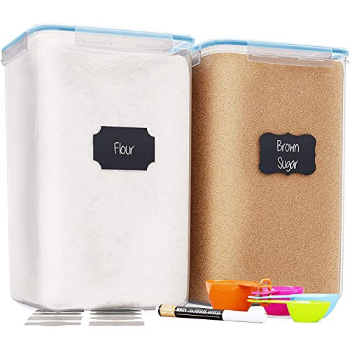 Chef's Path Flour and Sugar Container with Lids (Set of 2, 6.5 Liters Each) - Airtight Kitchen & Pantry Bulk Food Storage - 25 LB Flour and Sugar Containers | Amazon (US)