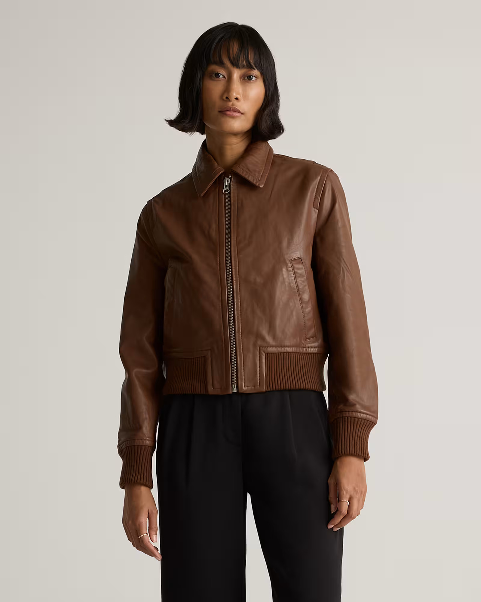 100% Washed Leather Bomber Jacket | Quince