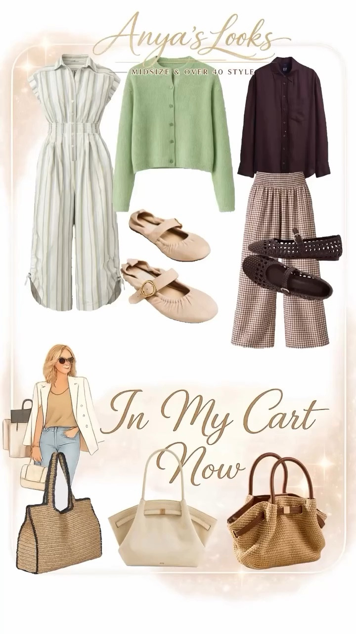 🌸Comment SHOP for links 
🌸Follow for more midsize over 45 ootd ideas

Spring style favorites currently in my cart 🌿

Loving these effortless pieces for the season — a soft green cardigan, striped jumpsuit, gingham pants, classic button-down, and neutral flats that go with everything. Add a woven bag and you have the perfect easy spring outfit formula.

Comfortable, feminine, and perfect for midsize women over 40 who want style that feels effortless but polished.

#SpringStyle #MidsizeStyle #Over40Style #SpringOutfits #ClassicStyle 
https://liketk.it/5Zztd
