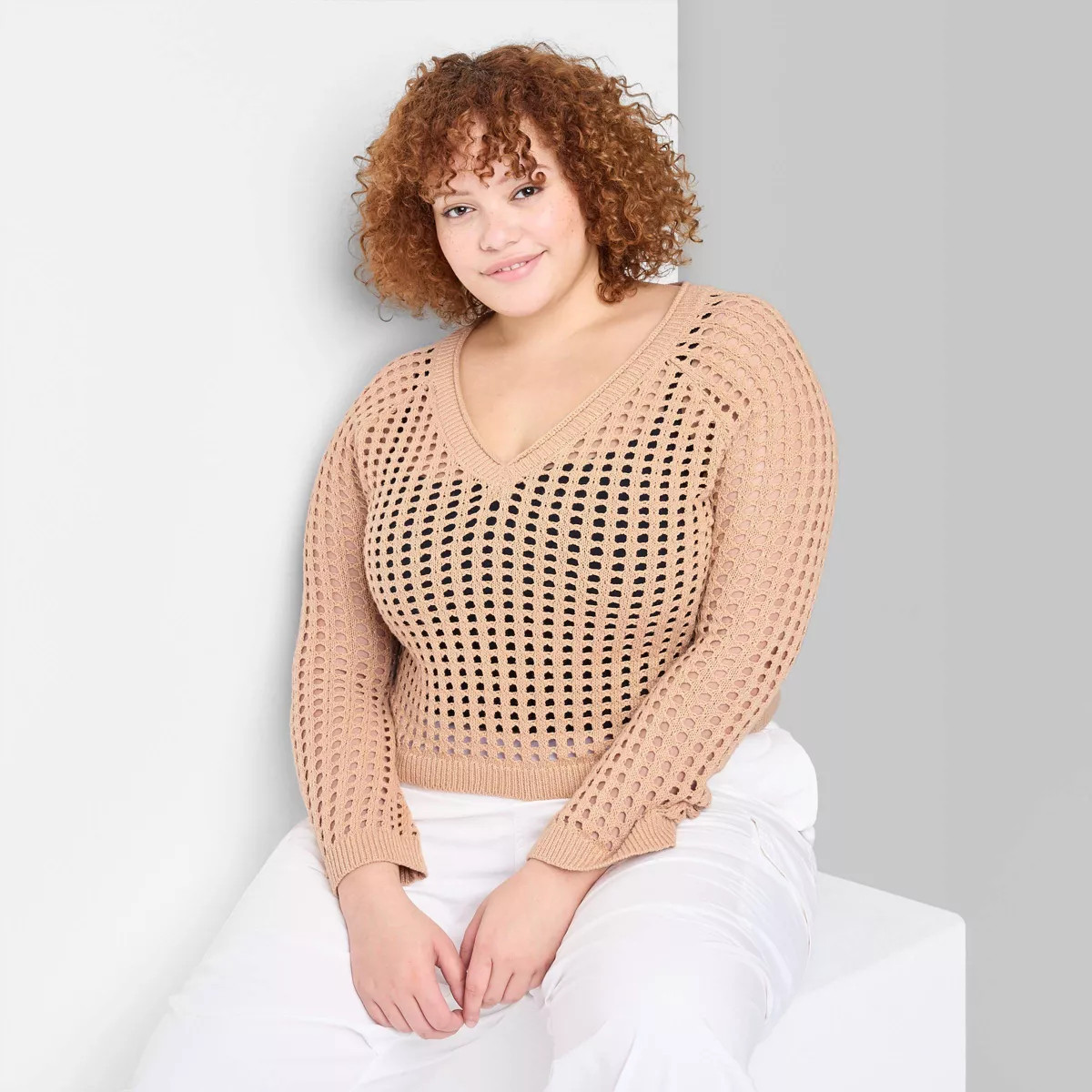 Women's Open Work Cropped Pullover - Wild Fable™ | Target