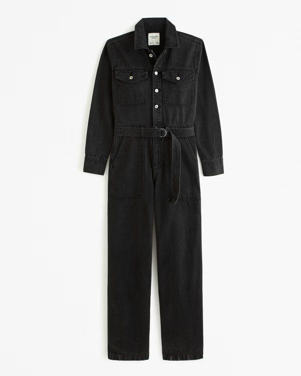 Long-Sleeve Denim Jumpsuit | Abercrombie & Fitch (US)