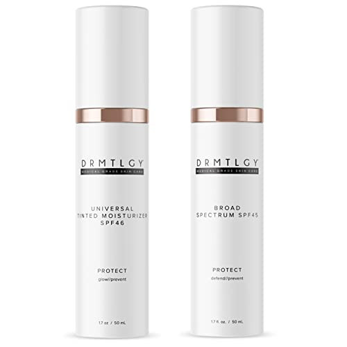 DRMTLGY Moisturizer with SPF 46 & Anti Aging Clear Universal Tinted SPF & Facial Sunscreen 2 Pack - Broad Spectrum Protection Against UVA and UVB Rays | Amazon (US)