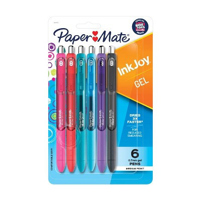 Paper Mate Ink Joy 6pk Gel Pens 0.7mm Medium Tip Pastel Colors: Retractable Quick Drying Stationery with Pocket Clip | Target