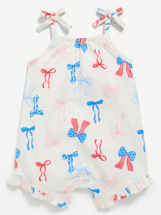 Printed Sleeveless Tie-Strap Romper for Baby | Old Navy (US)