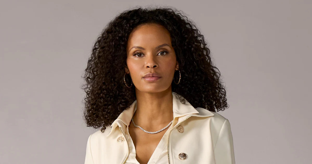 Modern Zip Front Crest Button Jacket - Ivory | Boston Proper | Boston Proper