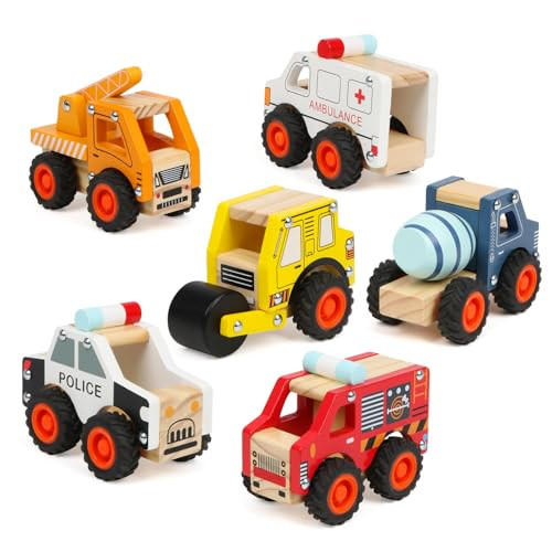 6Pcs Wooden Cars for Toddlers 1-3, Push and Go Vehicles, Kid Toys, Hand Push Cars for 1+ Year Old... | Amazon (US)