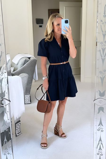 The perfect day dress for fall
Perfect dress for carpool and work from Brochu Walker
Mini Havana dress
The perfect navy shirt dress
Great, with a belt or unbelted 
Valentino quilted leather, Roman stud, wedge sandals 
Celine leather Crossbody bag 

#LTKFind #LTKSeasonal #LTKover40