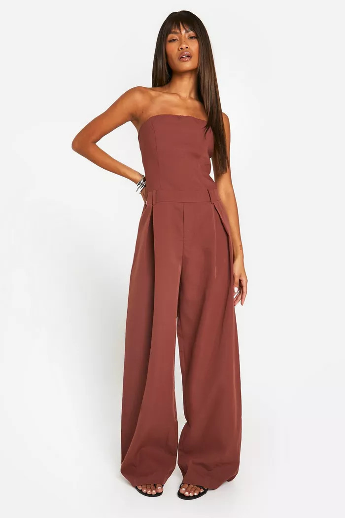 Bandeau Tailored Wide Leg Jumpsuit | Boohoo.com (UK & IE)