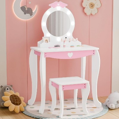 BALHAM TRADE-Kids Vanity Set with Lighted Mirror and Stool with Storage Space for Little Girls | Target