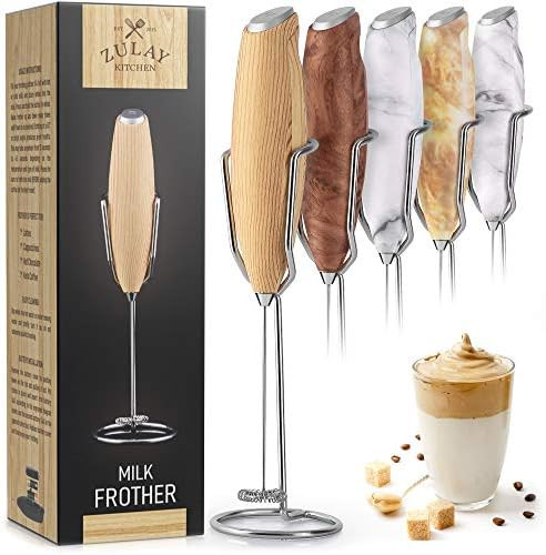 Zulay Milk Frother Handheld Foam Maker With Upgraded Holster Stand - Powerful Coffee Frother Elec... | Amazon (US)