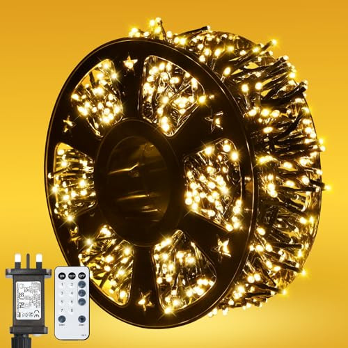 Twinkle Star Cluster Lights, 10m 500 LED Christmas Lights Indoor with Remote/8 Modes/Timer/Dimmable, Warm White Cluster Fairy Lights, Waterproof Outdoor String Light for Outside Xmas Decorations | Amazon (UK)