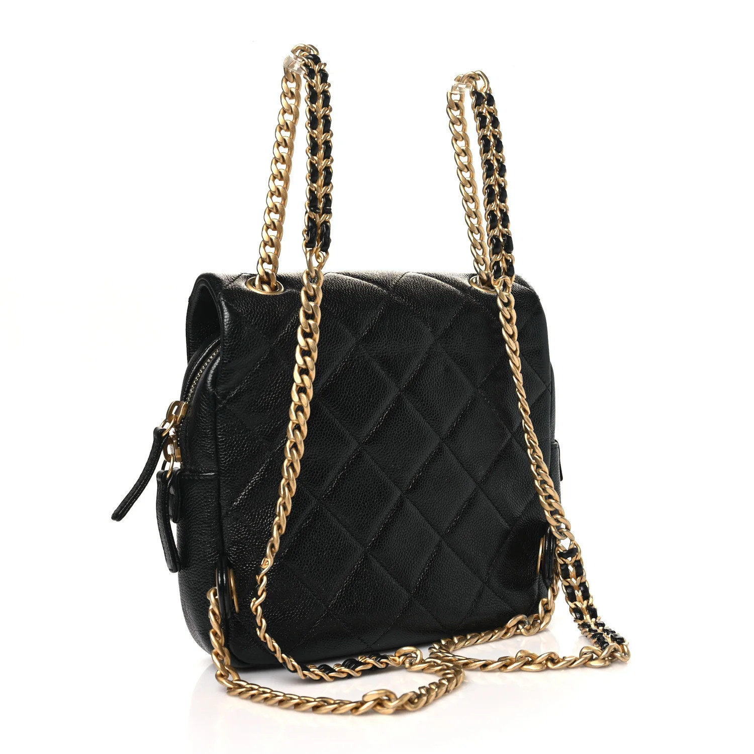Shiny Caviar Quilted Chain Melody Backpack Black | FASHIONPHILE (US)