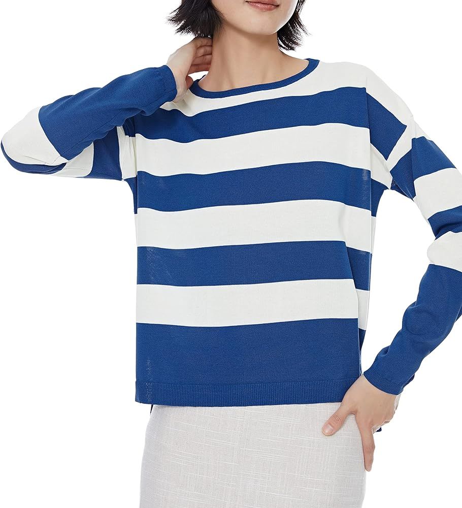 GIL'B Women's Viscose Mix Breton Lightweight Summer Striped Sweater | Amazon (US)