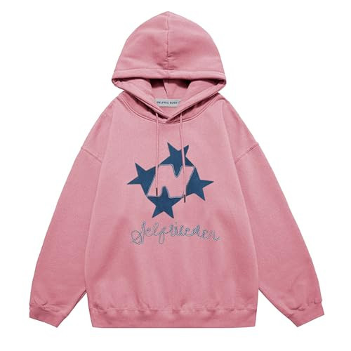 Aelfric Eden Y2k Hoodie Women Graphic Oversized Hoodies Star Embroidered Hoodied Sweatshirt Casual Vintage Pullover Pink | Amazon (US)