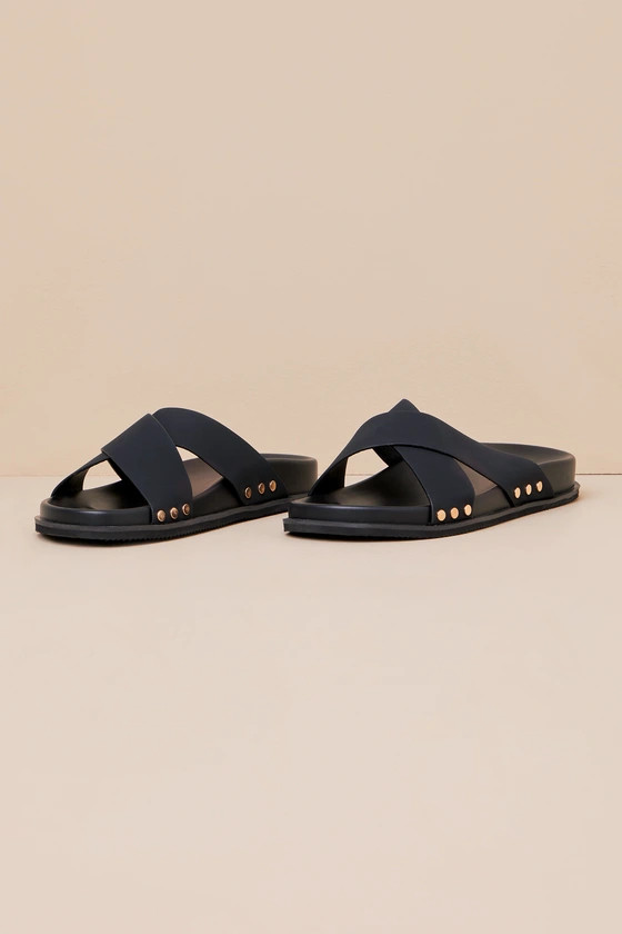 Sevyn Black Studded Slide Sandals | Lulus