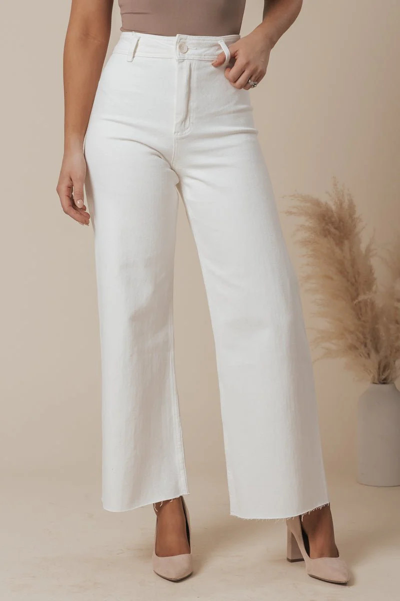 White Straight Wide Leg Pants | Magnolia Boutique
