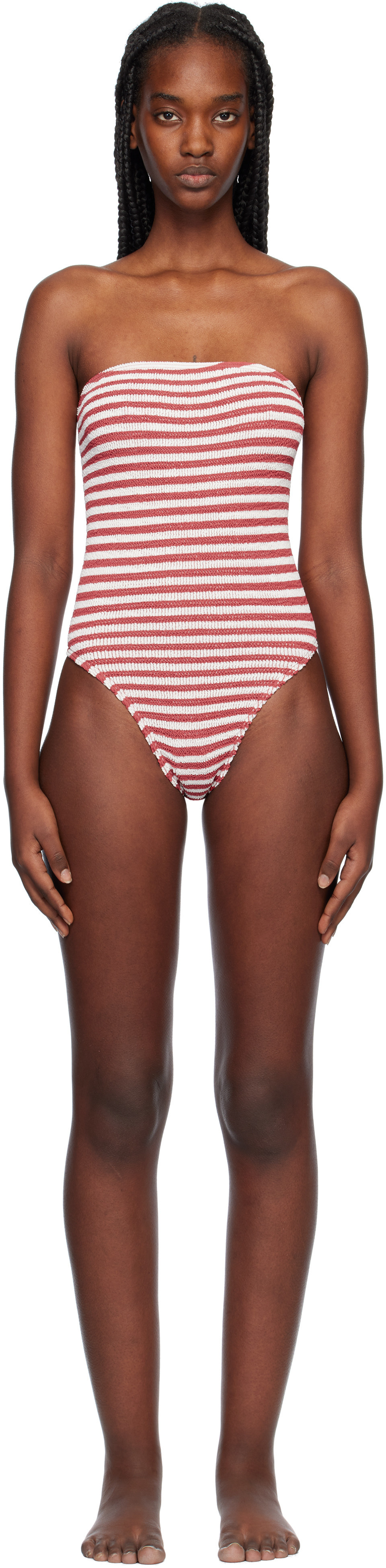 Bond-Eye Red & White Fane Swimsuit | SSENSE