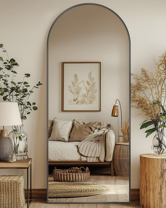 Full Length Mirror, 59"x19" Floor Mirror, Arch Floor Standing Mirror Freestanding Arch Full Body ... | Amazon (US)