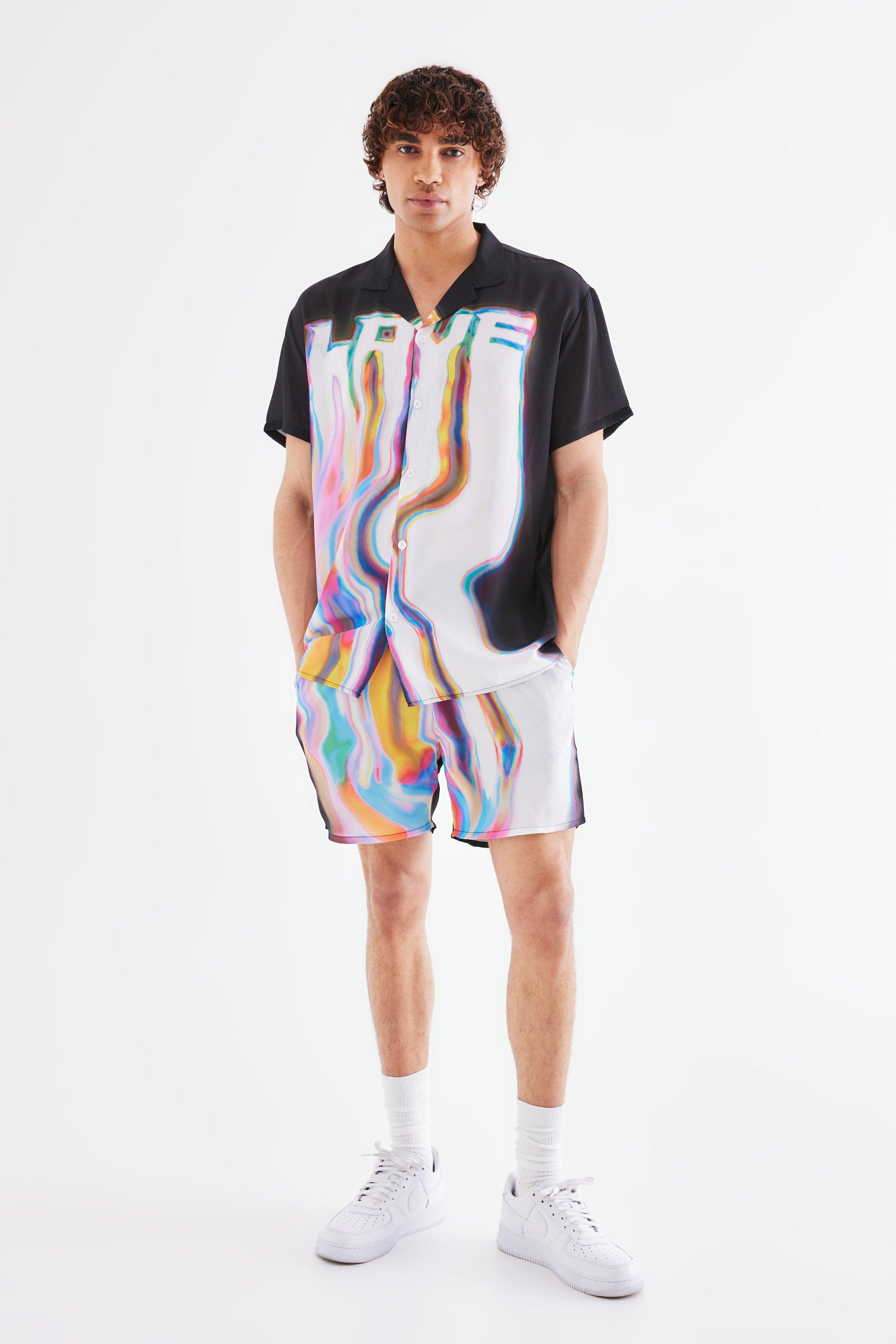 Oversized Short Sleeve Love Tie Dye Pride Shirt & Short | boohooMAN (DE, IE & UK)