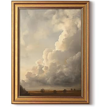 HUARCEY Gold Framed Canvas Wall Art, Cloud Picture Decor, Bedroom Living Room Sky Landscape Natur... | Amazon (US)