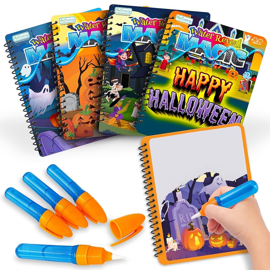 Halloween Party Favors for Toddlers, 4 Pack Halloween Water Coloring Books for Kids, Halloween Ac... | Amazon (US)