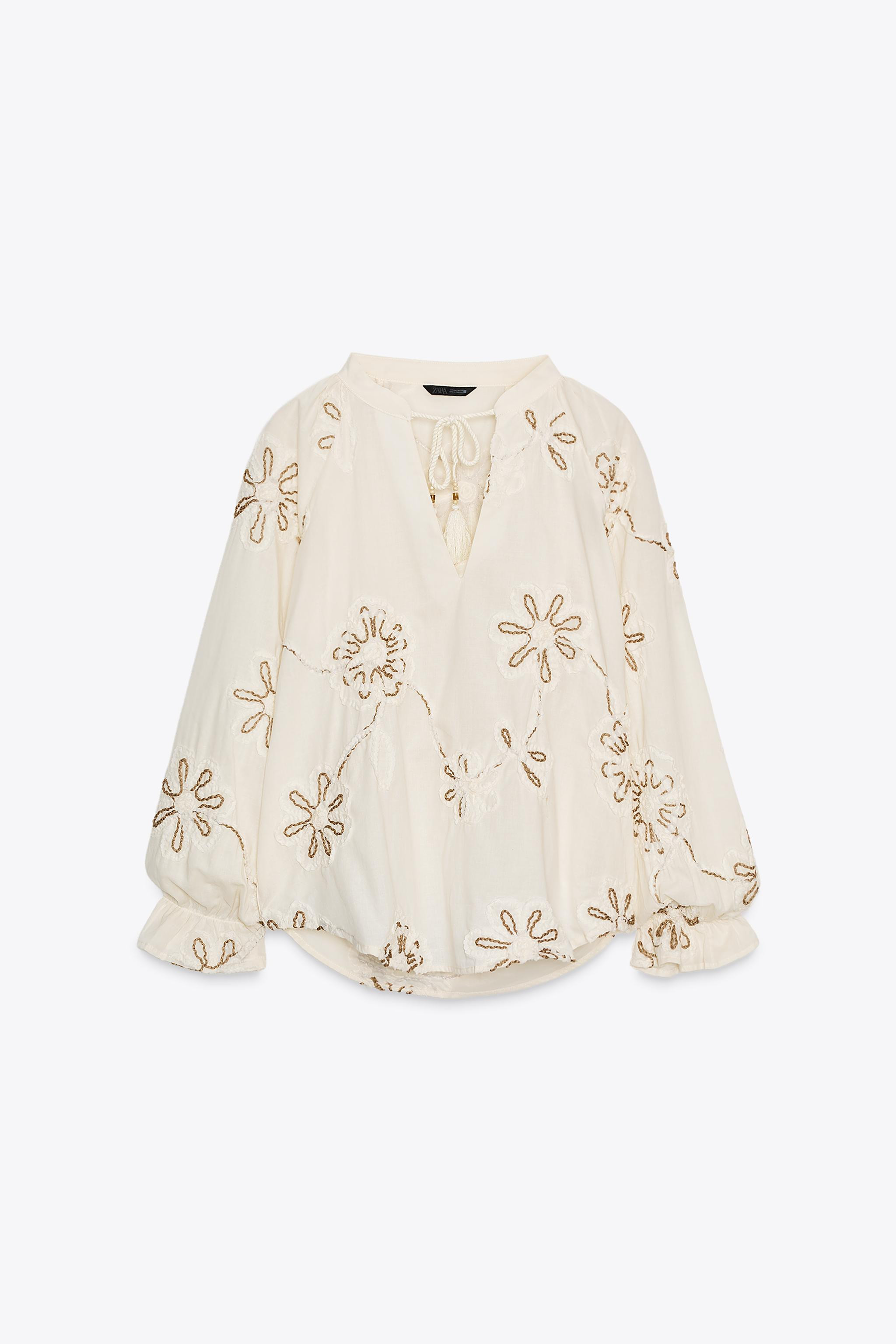 EMBROIDERED TEXTURED BLOUSE | Zara UK