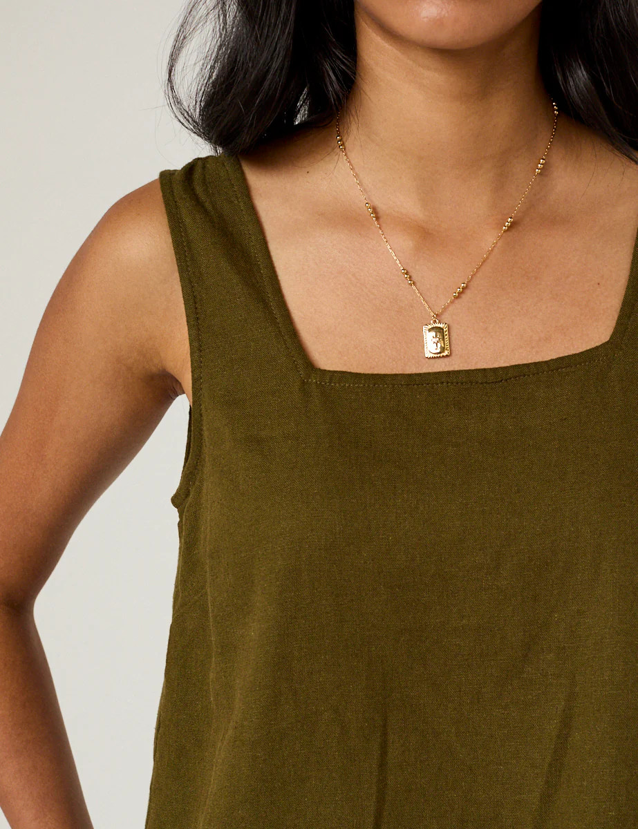 Khaki Green Linen-Blend Top | Nobody's Child