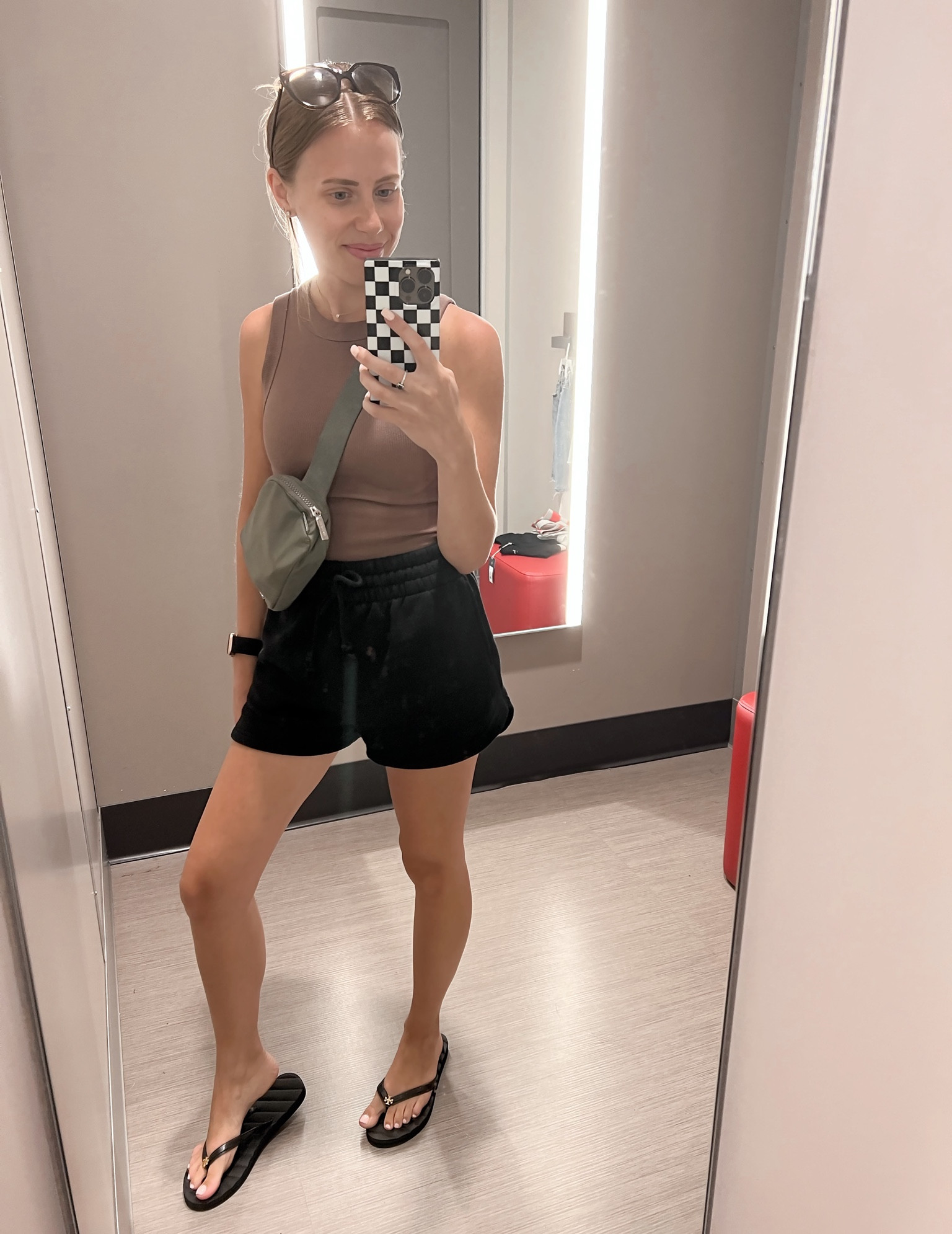 Target shorts & Abercrombie tank- wearing XS in both 

Tory Burch flip flops- 1/2 size up 

#LTKshoecrush #LTKunder50 #LTKsalealert