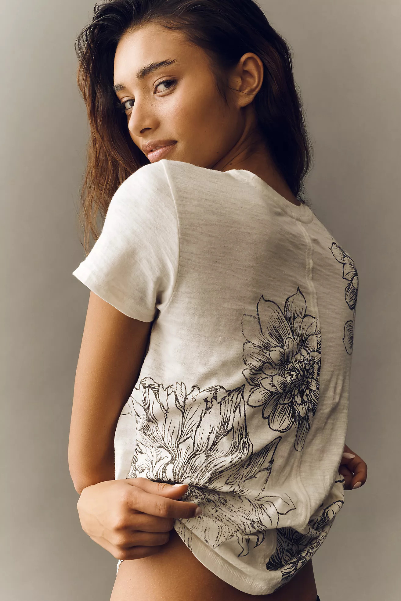 The Bennie Cotton Slub Crew-Neck Slim Tee by Pilcro | Anthropologie (US)