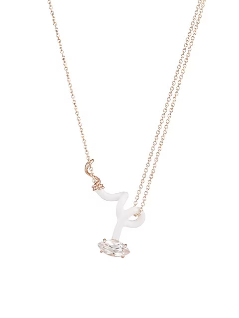 Baby Vine Rose Goldtone Sterling Silver, Enamel & Rock Crystal Curl Pendant Necklace | Saks Fifth Avenue