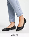 Click for more info about Truffle Collection Wide Fit pointed ballet flats in black