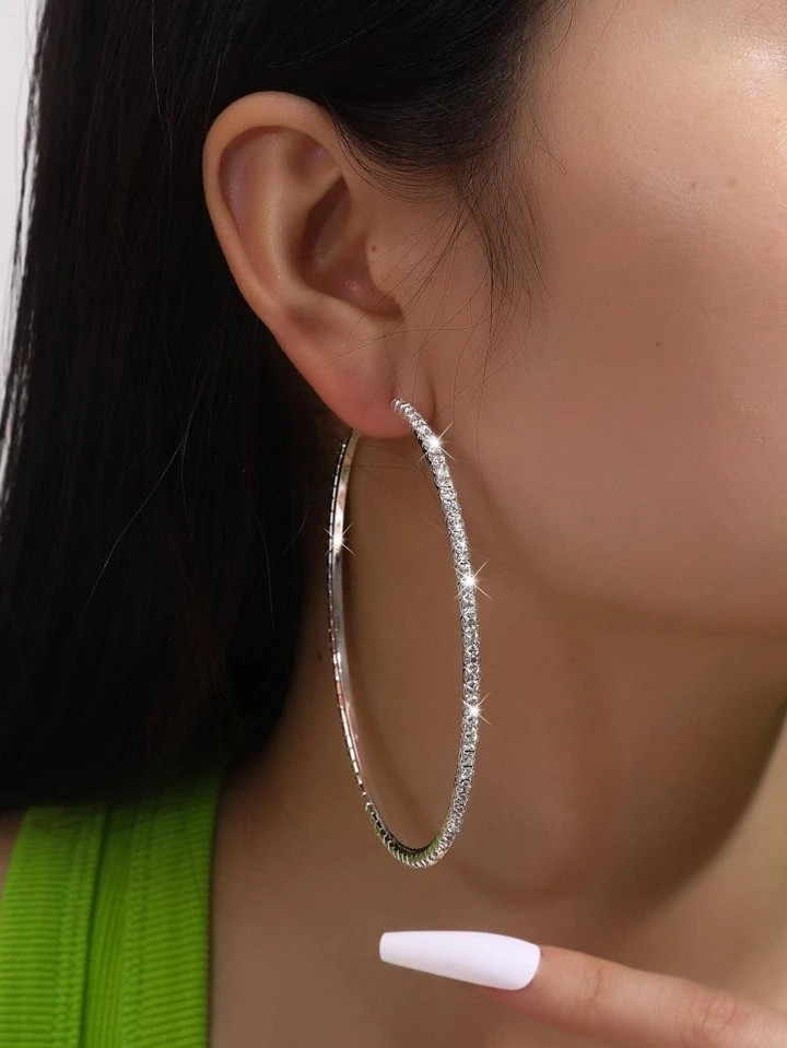 Rhinestone Decor Hoop Earrings | SHEIN
