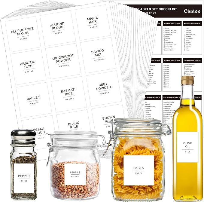 Cludoo 434 Pcs Kitchen Pantry Labels for Food Containers with DIY Blank Labels,3 Sizes Preprinted... | Amazon (US)