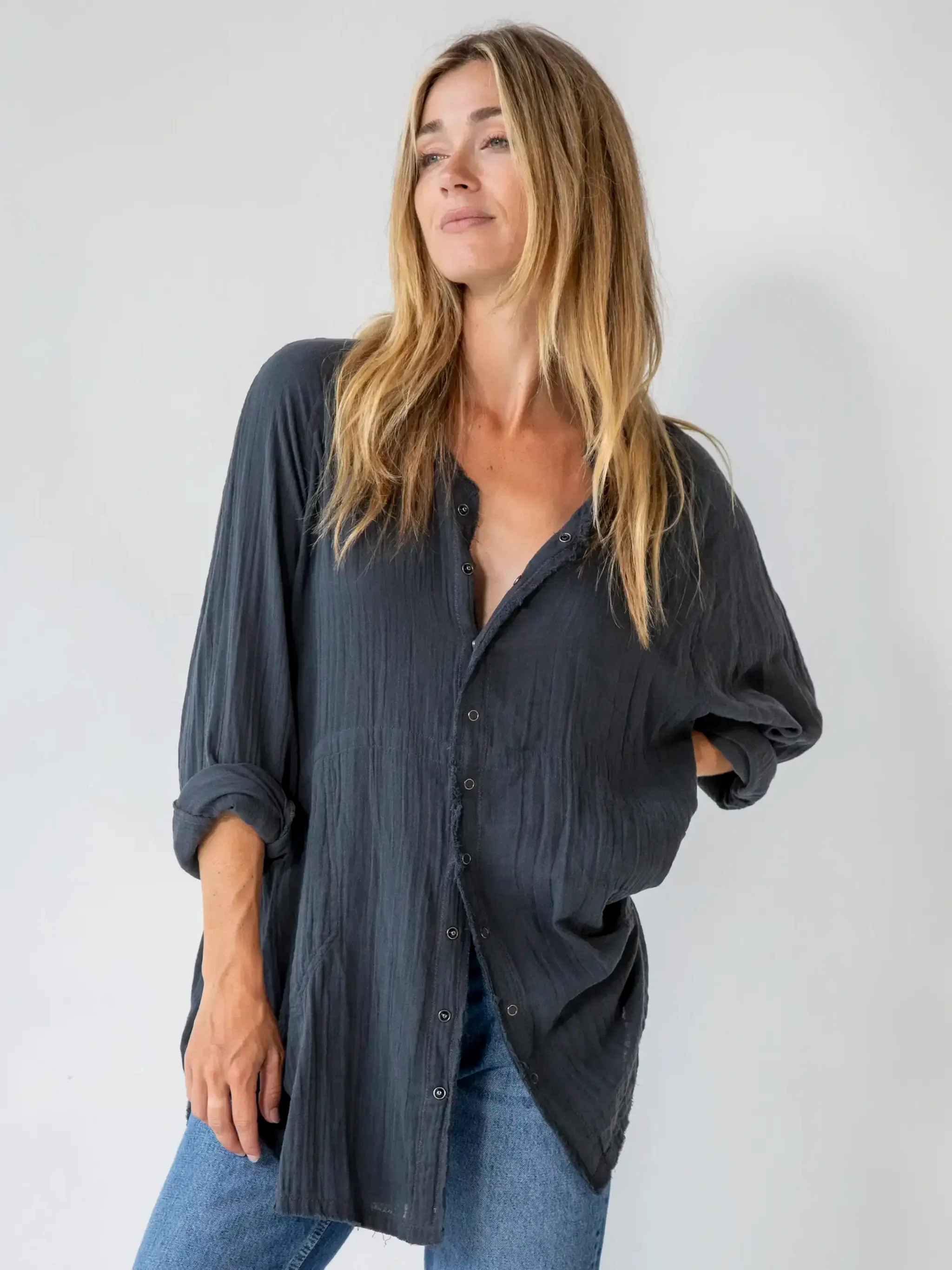 Laid Back Cotton Button Down Top | Natural Life
