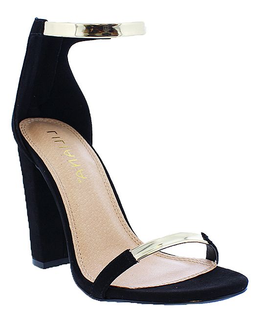 Liliana Footwear Women's Sandals BLACK - Black Block-Heel Bitsy Sandal - Women | Zulily