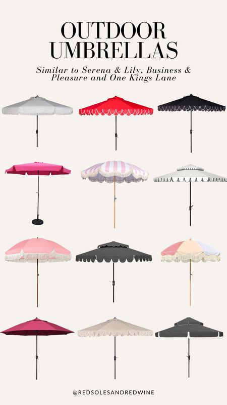 Outdoor umbrellas, patio umbrellas, Serena and Lily umbrella, one kings lane umbrella, business & pleasure umbrella, scallop umbrella 

#LTKSeasonal #LTKhome