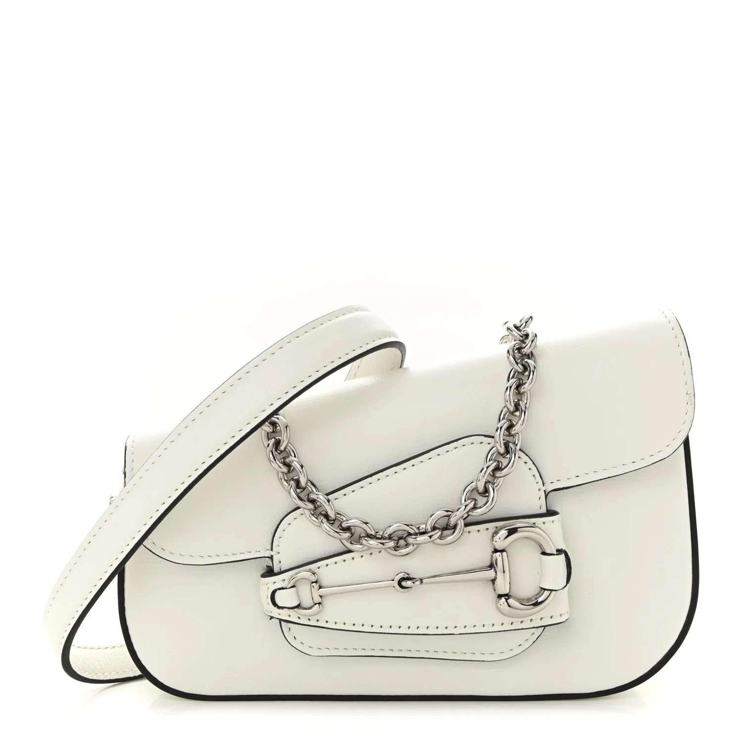 Gucci Calfskin Mini Horsebit 1955 Asymmetric Shoulder Bag Great White 1763492 | FASHIONPHILE (US)