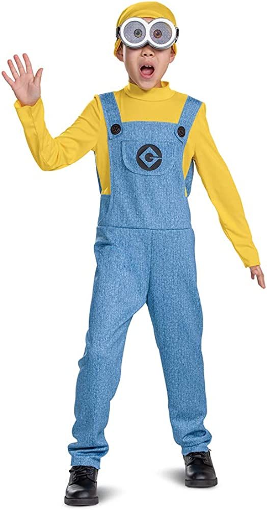 Bob Minions Costume for Kids, Official Minion Jumpsuit Outfit with Goggles and Hat, Classic Size Sma | Amazon (US)