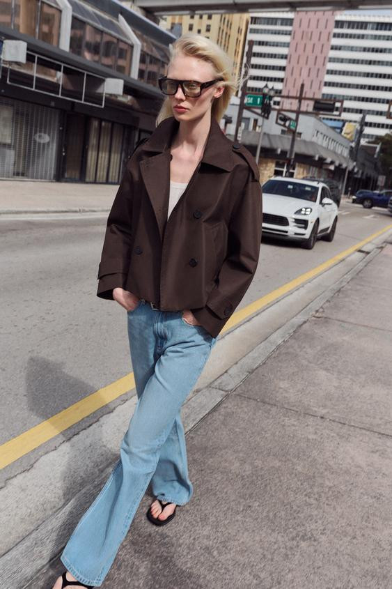 DOUBLE-BREASTED SHORT TRENCH COAT | Zara US