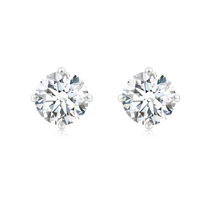 Claw-Set Round Lab-Grown Diamond Solitaire Stud Earrings | Angara Inc.