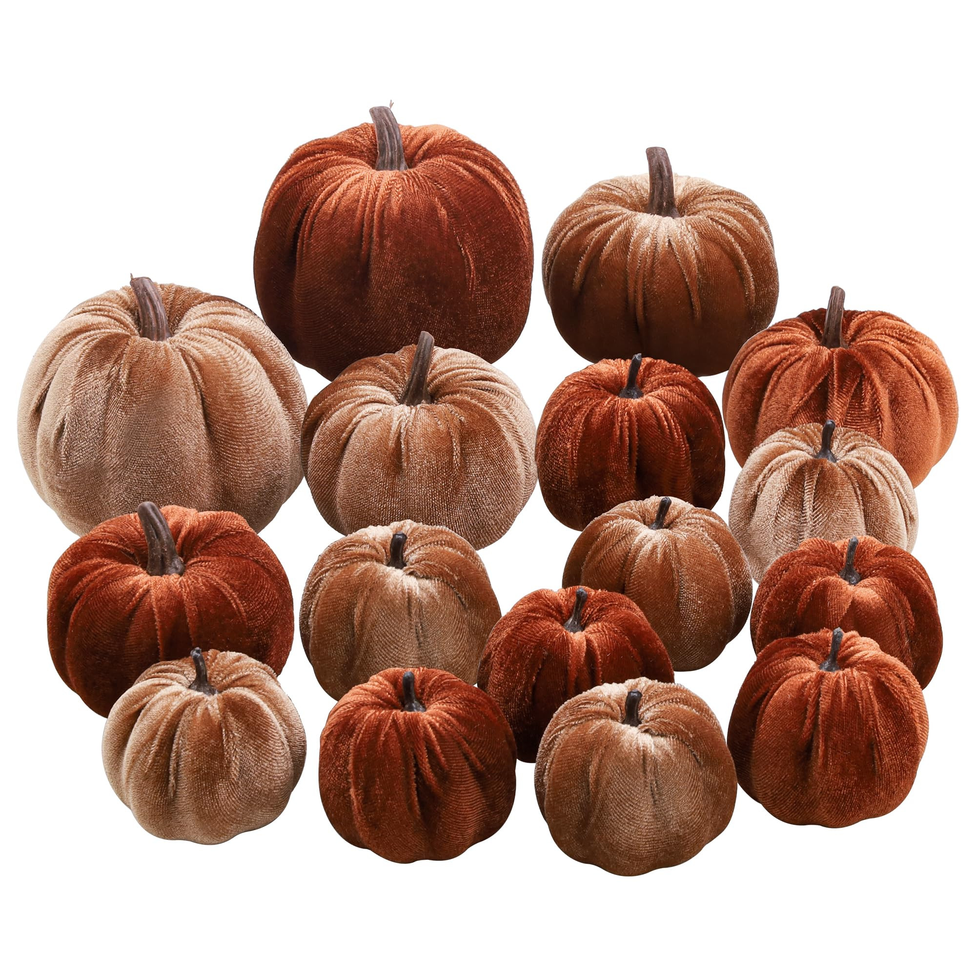 Woration 16pcs Assorted Size Fake Velvet Cloth Pumpkins Home Fall Thanksgiving Halloween Wreath S... | Amazon (US)